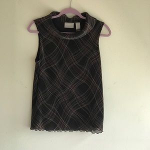 Liz Claiborne Black & Red Cowl Neck Sleeveless Top